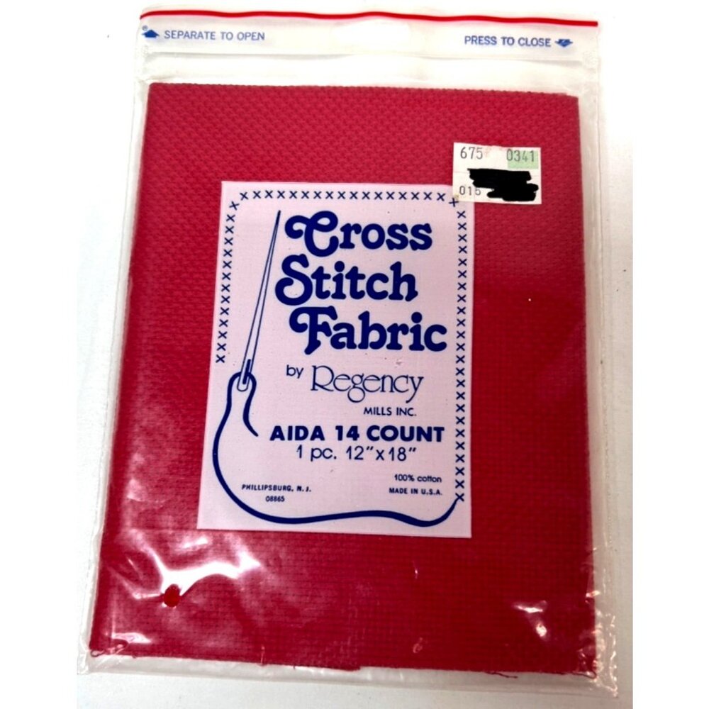Cross Stitch Fabric Red Aida 14 Count 12"x18" By Regency Mills Inc